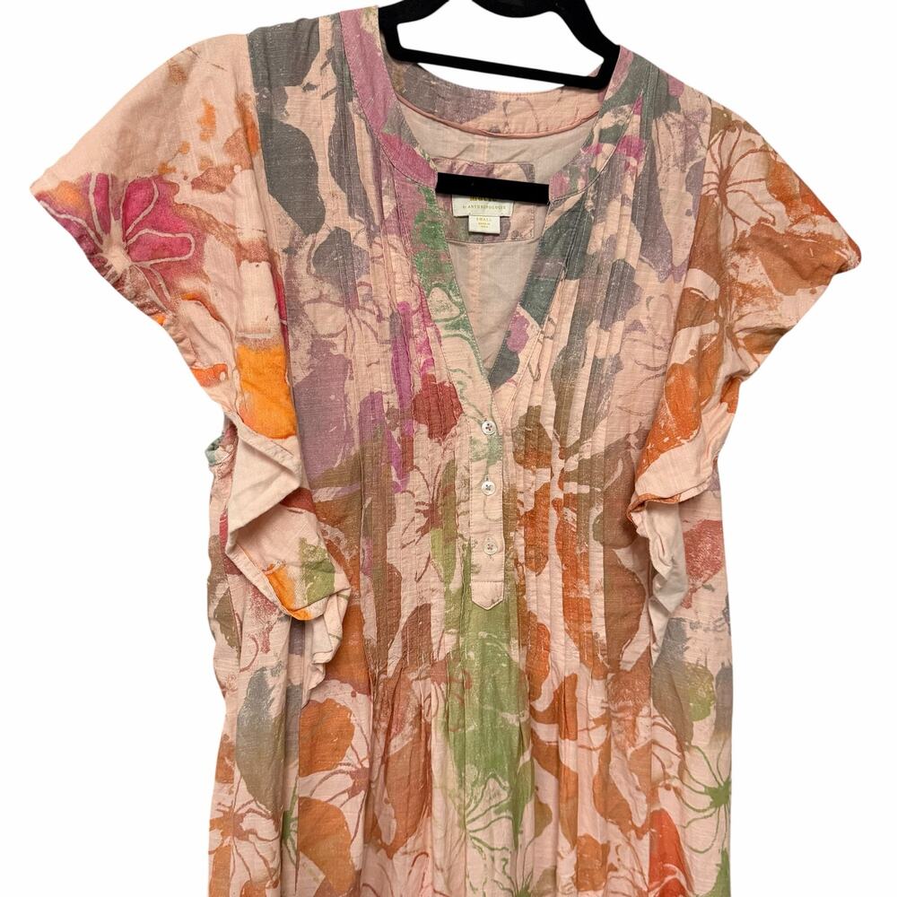 Anthropologie Maeve The Cassandra Maxi Dress Peach Floral Print Womens Small - Picture 4 of 7
